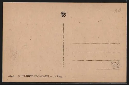AK Saint-Honoré-les-Bains, Le Parc avec promeneurs et arbres majestueux
