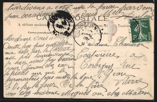 AK Guipy, Le Château du Pré avec un paysan et des vaches dans le pré