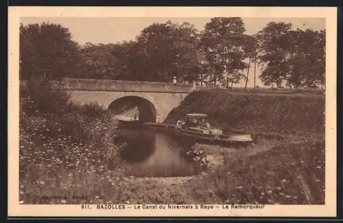 AK Bazolles, Le Canal du Nivernais à Baye, Le Remorqueur