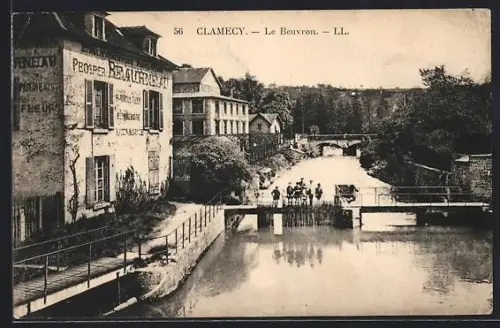 AK Clamecy, Le Beuvron et les bâtiments en bord de rivière