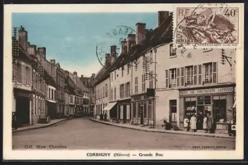 AK Corbigny /Nièvre, Grande Rue animée avec commerces et passants