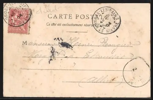 AK St-Honoré-les-Bains, La Vieille Montagne avec un homme et une charrette dans un champ