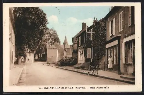AK Saint-Benin-d`Azy, Rue Nationale avec vélos et piétons