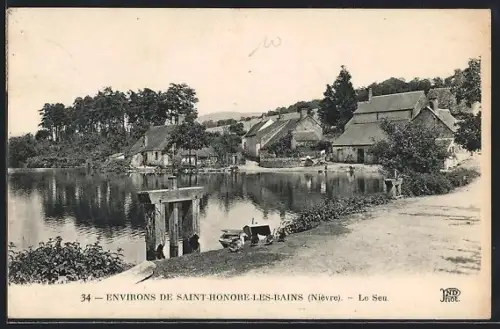 AK Saint-Honoré-les-Bains, Le Seu et vue sur le village au bord de l`eau