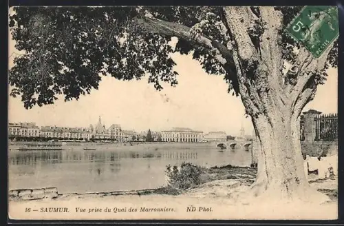 AK Saumur, Vue prise du Quai des Marronniers