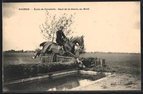 AK Saumur, École de Cavalerie, Saut de la douve, au Breil