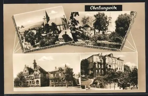 AK Oberlungwitz, Kirche, Rathaus, Schule