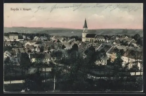 AK Sayda i. Erzgeb., Stadtansicht mit Kirche
