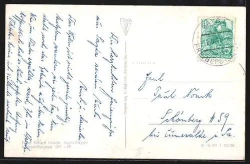 AK Sayda i. Erzgeb., Strassenpartie mit Kirche