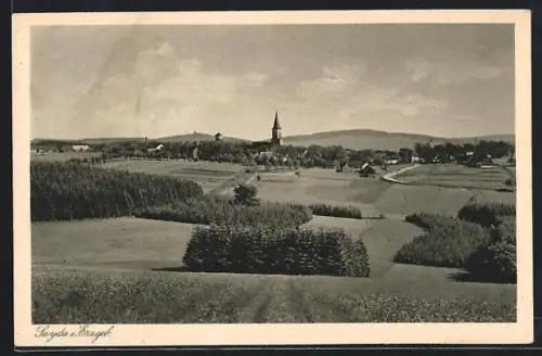 AK Sayda i. Erzgeb., Ortsansicht mit Kirche und Landschaft