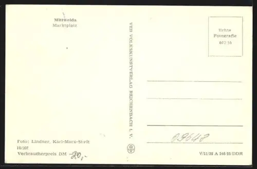 AK Mittweida, Marktplatz mit Geschäften u. Kiosk