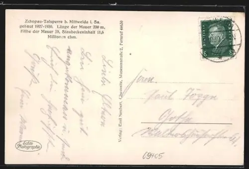 AK Mittweida i. Sa., Zschopau-Talsperre aus der Vogelschau