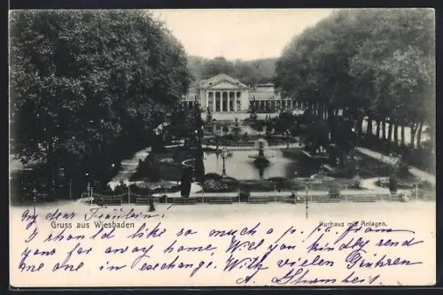 AK Wiesbaden, Kurhaus mit Anlagen