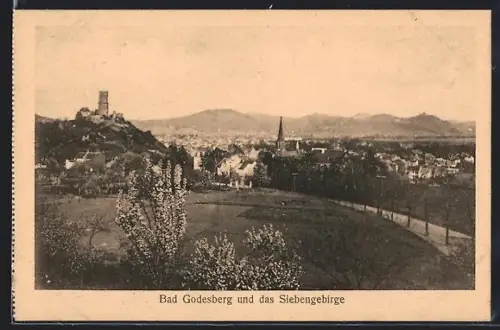 AK Bad Godesberg, Burg Godesburg, Siebengebirge, Stadtansicht