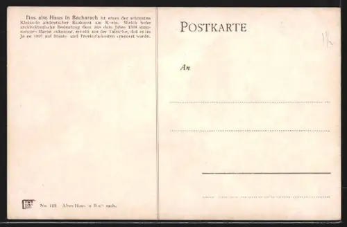 Künstler-AK Bacharach, Altes Haus, Ortspartie
