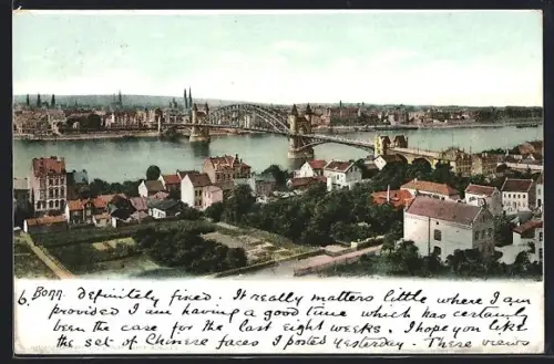 AK Bonn, Rheinbrücke u. Ortspanorama aus der Vogelschau