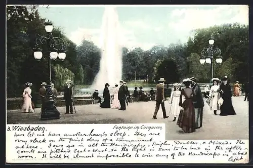 AK Wiesbaden, Fontäne im Kurgarten
