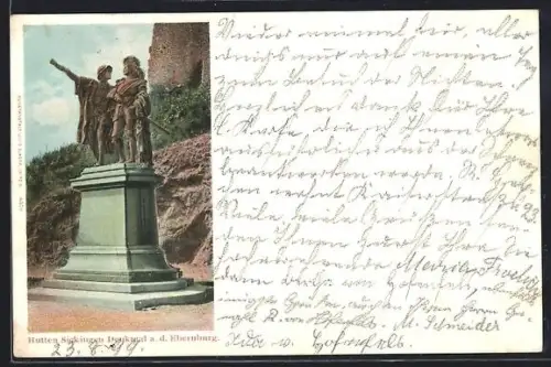 AK Bad Münster, Hutten Sickingen Denkmal an der Ebernburg