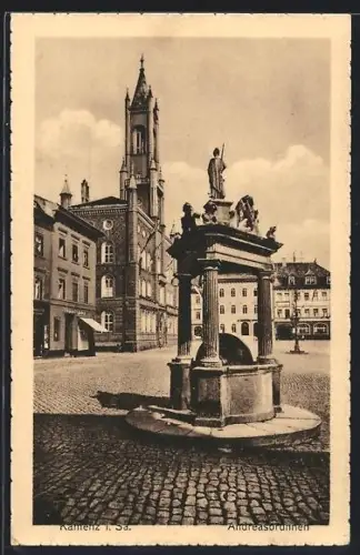AK Kamenz i. Sa., Rathaus, Andreasbrunnen