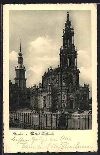 AK Dresden, Katholische Hofkirche, Panorama