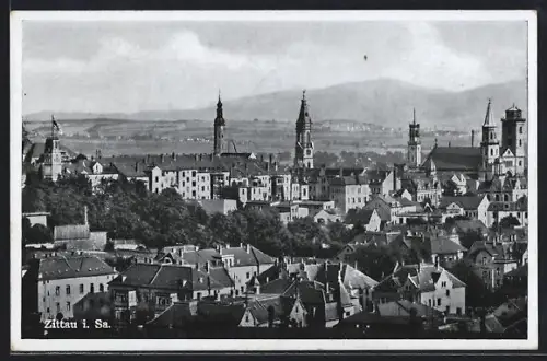 AK Zittau i. Sa., Stadtansicht mit Kirchtürmen