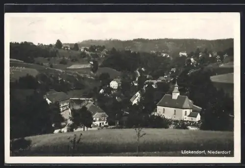 AK Lückendorf, Niederdorf, Ortsansicht mit Kirche