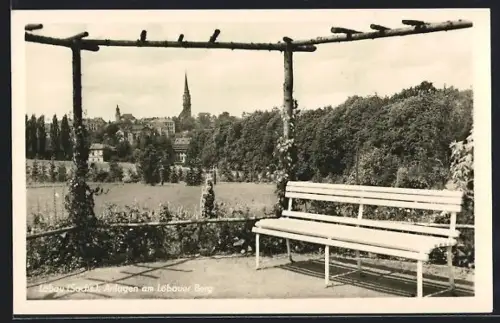 AK Löbau /Sachs., Anlagen am Löbauer Berg mit Stadtblick