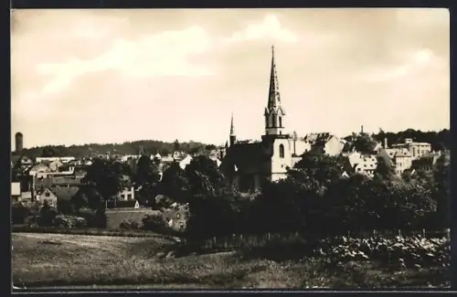 AK Burgstädt /Sa., Ortsansicht mit Kirche