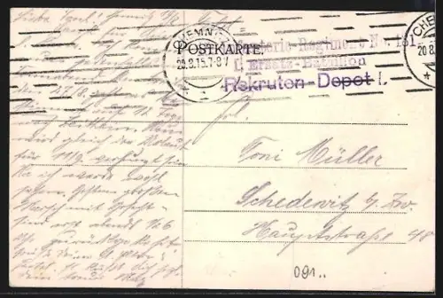 AK Chemnitz, Partie im Stadtpark mit Turmgebäude