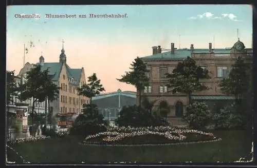 AK Chemnitz, Blumenbeet am Hauptbahnhof