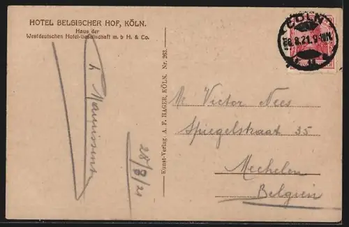 AK Köln, Bierstall im Hotel Belgischer Hof in der Komödienstrasse