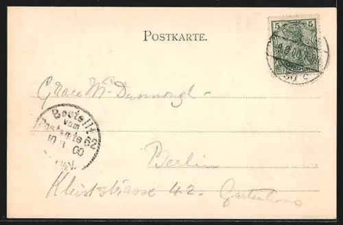 AK Berlin-Grunewald, Gasthaus Hundekehle Th. Reimann, Eingang mit Wirtspaar