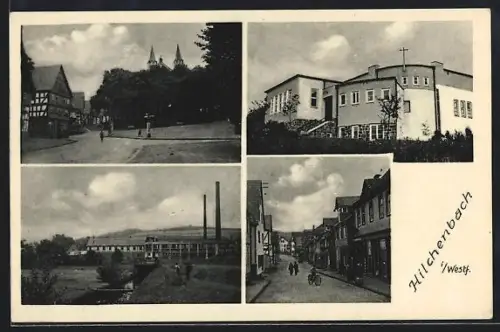 AK Hilchenbach i. Westf., Kirche, Strassenpartie, Ortspartie