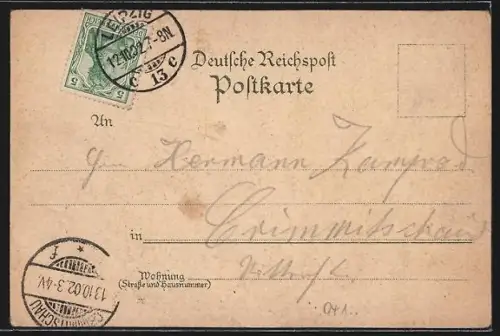 Lithographie Leipzig, Pleissenburg bei Mondschein