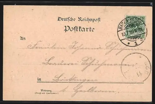 Lithographie Baden-Baden, Altes Schloss, Griechische Capelle, Einwohner in Tracht