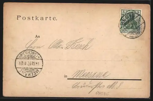 AK Regis, Gasthaus Ratskeller, Rückansicht der Pleissenbrücke