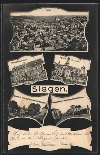 AK Siegen, Wiesenbauschule, Postamt, Siegbrücke