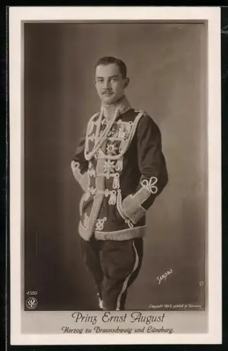 AK Ernst August Herzog von Braunschweig und Lüneburg in Husarenuniform