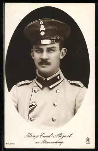 AK Herzog Ernst August zu Braunschweig in Uniform mit Schirmmütze