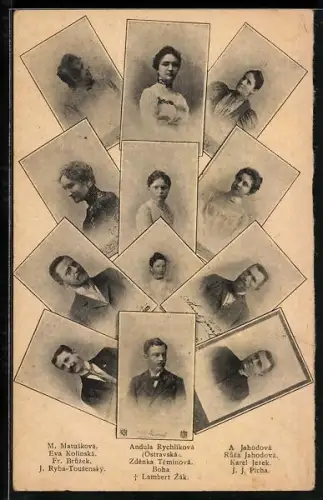 AK Portraits von M. Matusková, Eva Kolínská und Fr. Bruzek