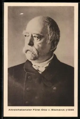 AK Altreichskanzler Fürst Otto von Bismarck, Portraitfoto