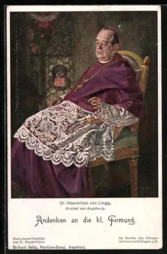 Künstler-AK Augsburg, Dr. Maximilian von Lingg, Bischof von Augsburg