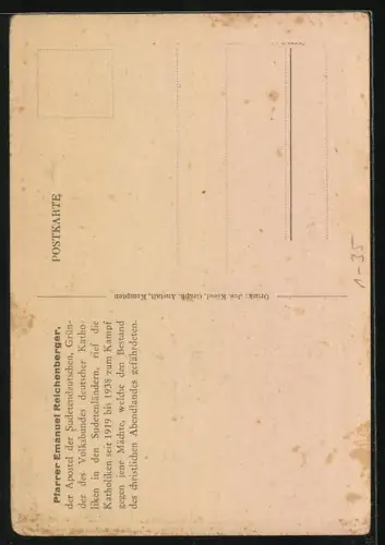 AK Portrait von Pfarrer Emanuel Riechenberger