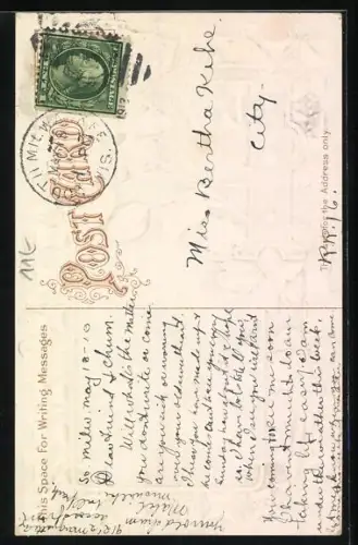 Präge-AK Primrosen an dem Buchstabe P