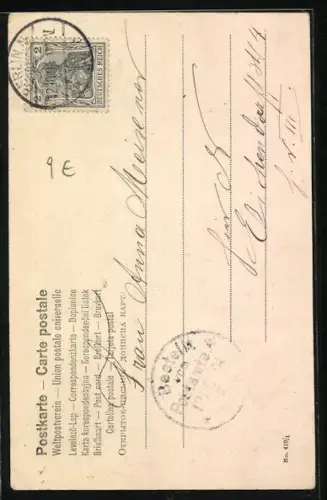 AK Buchstabe A im Kranz aus Rosen