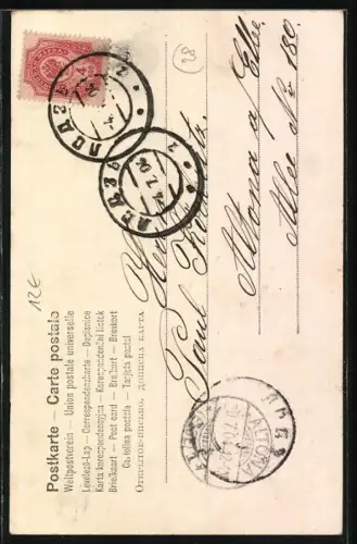 AK Eleganter Herr und Dame im Buchstaben P