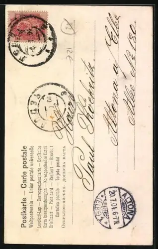 AK Frau auf einem Spaziergang im Buchstaben G