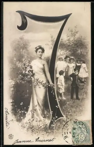 AK Zahl 7, Kinder spielen auf der Wiese