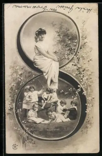 AK Fröhliche Kinder im Grünen, Zahl 8