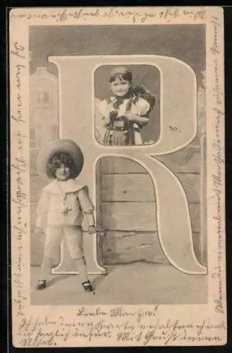 AK Kinderpaar am Buchstaben R